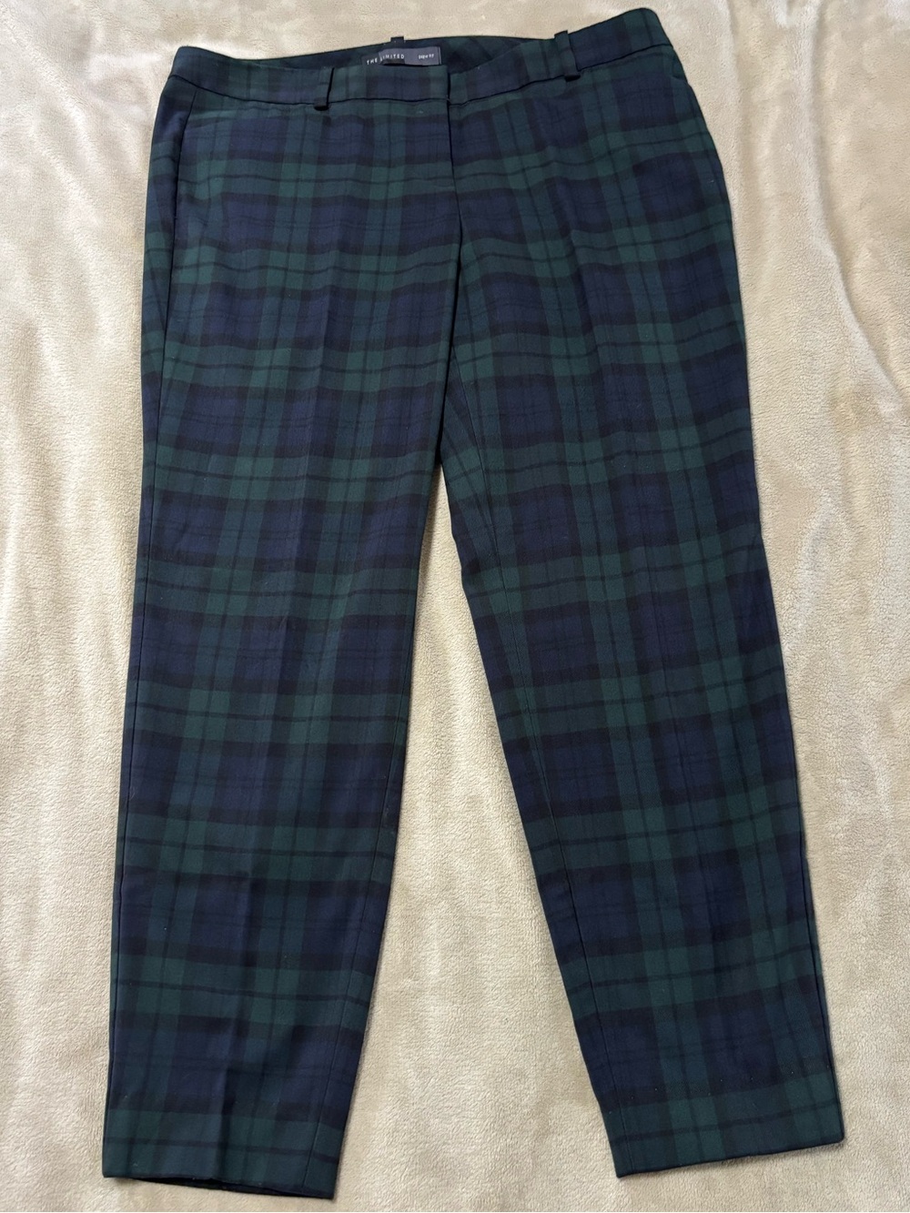 The Limited Drew Fit Green & Navy Tartan Dress Pants